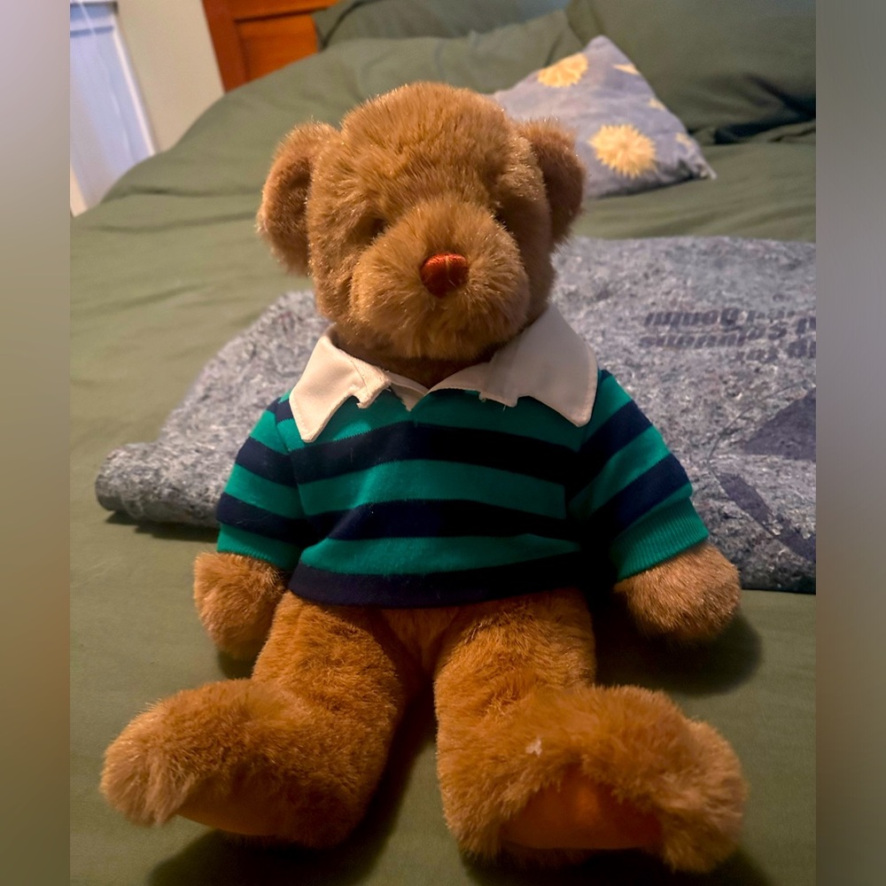 Vintage GUND 1989 Lands End Authentic Rugby Brown Plush Teddy